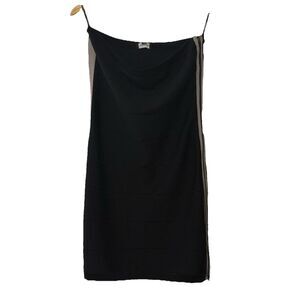 NWT Bebe Strapless Bandage Bodycon Black Mini Dress Side Stripe Stretchy Size L